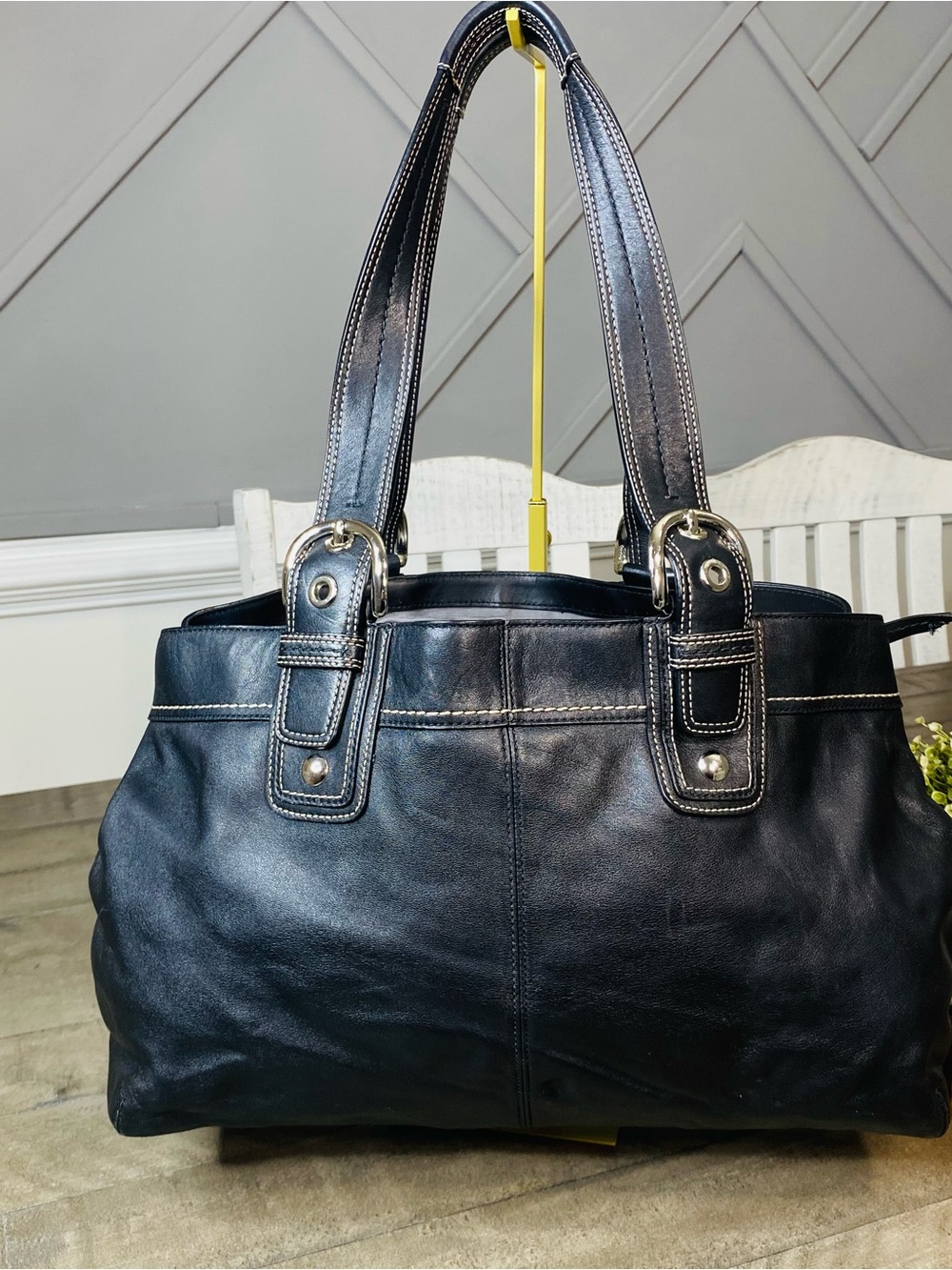 Coach Soho Pleated Black Leather Large Shoulder Tote … - Gem